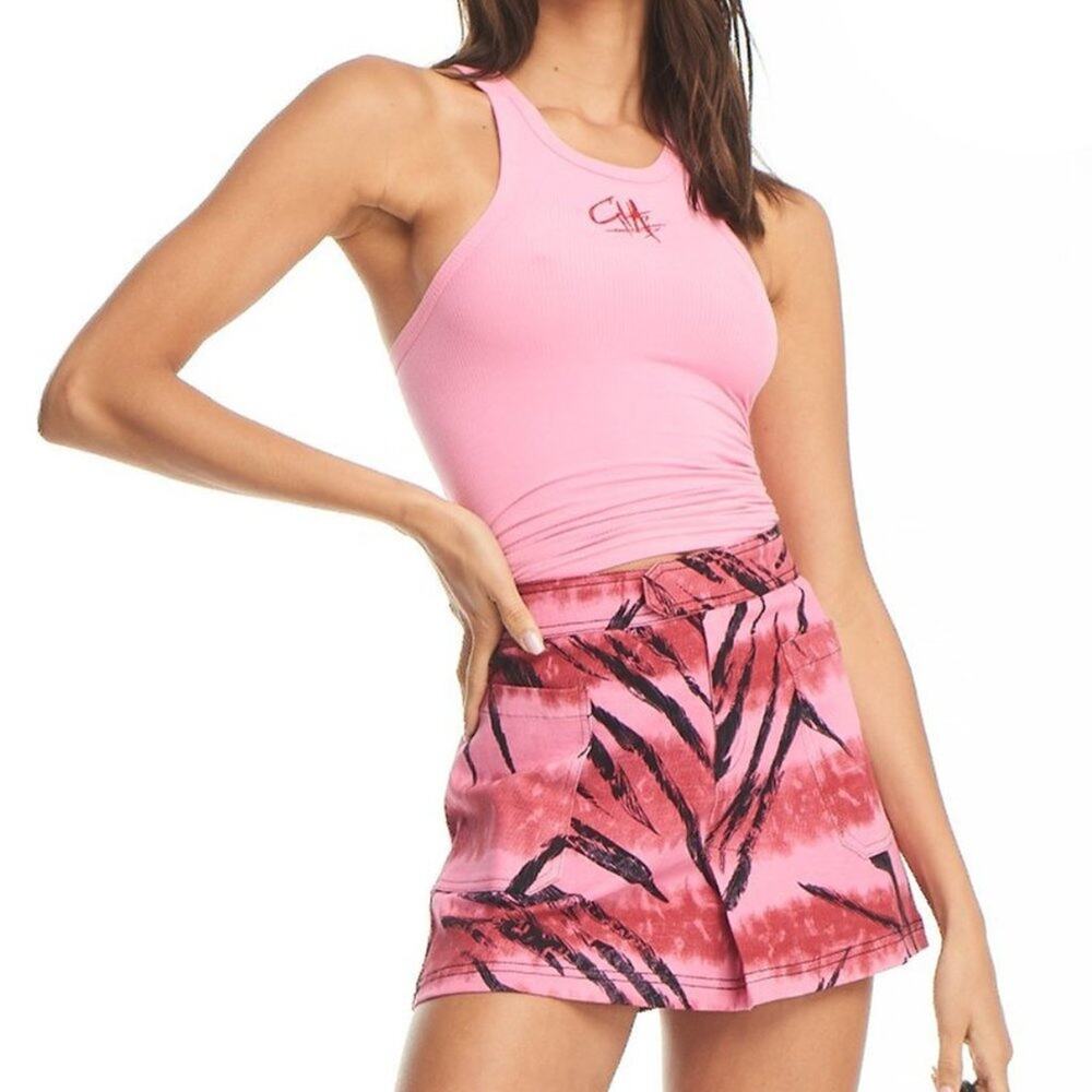 I AM GIA Siren Tiger Pink Black Animal Print Denim Mini Skirt Small - Picture 8 of 9
